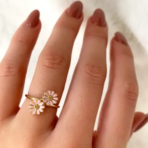 margriet roze ring in verguld sterlingzilver