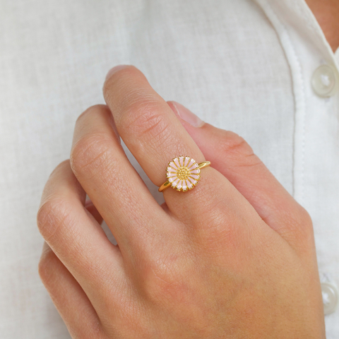 12 mm margriet roze ring in verguld sterlingzilver - Marie