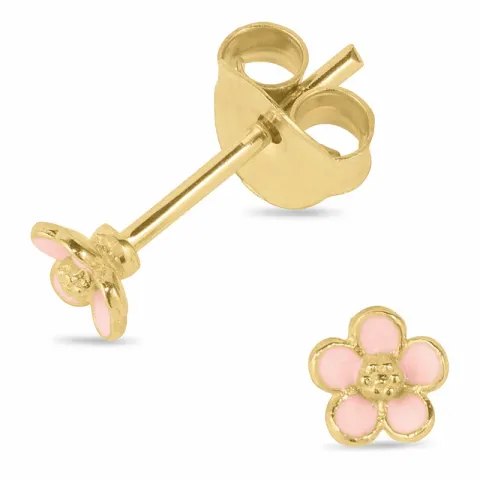 klein margriet pink oorsteker in verguld zilver - Majse