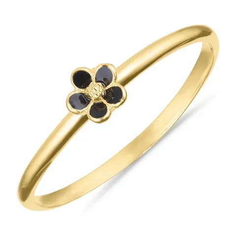 5 mm margriet zwart ring in verguld sterlingzilver - Majse