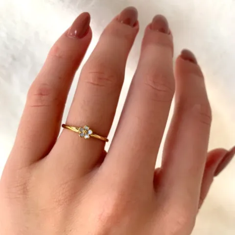 4,5 mm margriet blauwe ring in verguld sterlingzilver - Majse