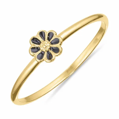 5 mm margriet zwart ring in verguld sterlingzilver - Maggie