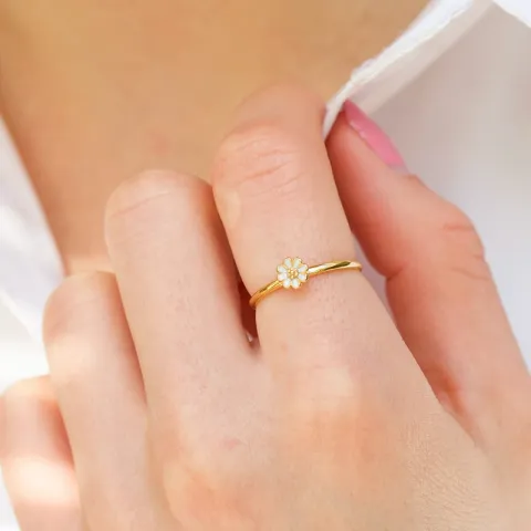 5 mm margriet blauwe ring in verguld sterlingzilver - Maggie