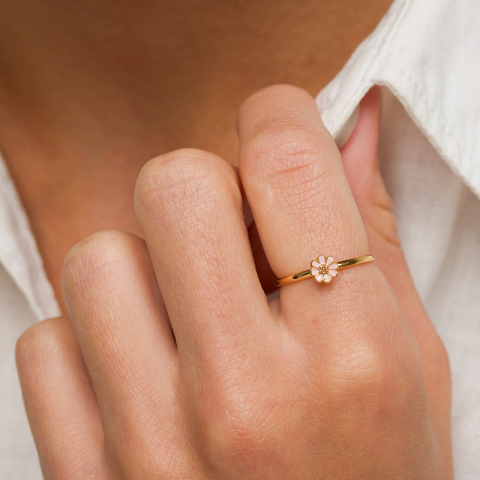5 mm margriet roze ring in verguld sterlingzilver - Maggie
