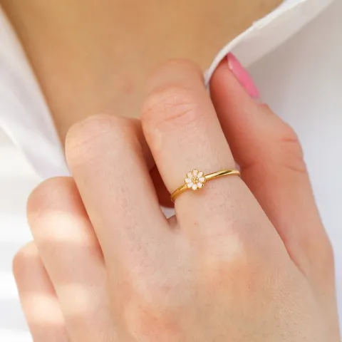 5 mm margriet roze ring in verguld sterlingzilver - Maggie