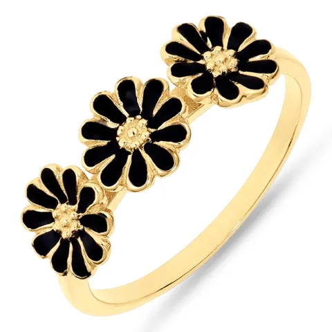 margriet zwart ring in verguld sterlingzilver - Maggie