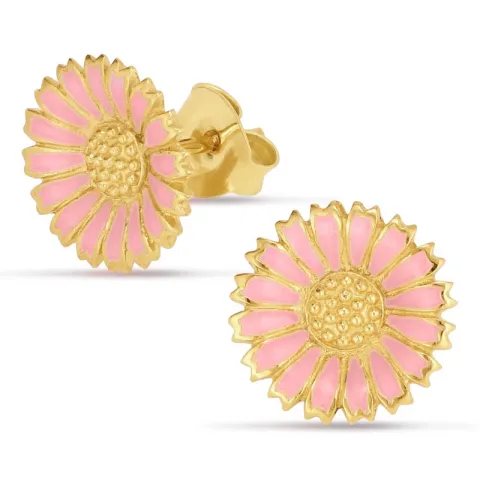 11 - 12 MM margriet pink oorsteker in verguld zilver - Marie
