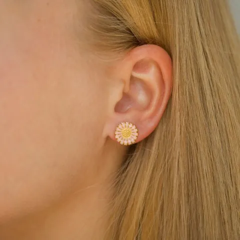 11 - 12 MM margriet pink oorsteker in verguld zilver - Marie