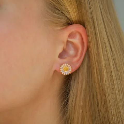 11 - 12 MM margriet paarse oorsteker in verguld zilver - Marie