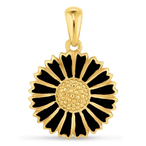 15 mm margriet zwart hanger in verguld sterlingzilver - Marie