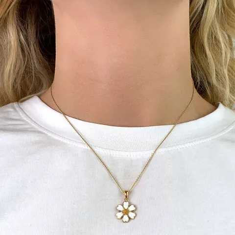 bloem hanger met ketting in verguld sterlingzilver - Magda