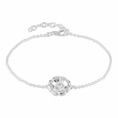 bloem zirkoon armband in zilver