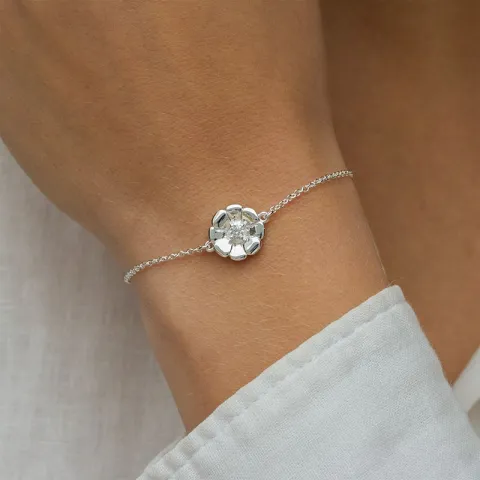 bloem zirkoon armband in zilver