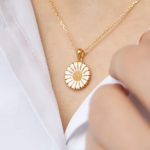 15 mm margriet ketting met hanger in verguld sterlingzilver - Marie