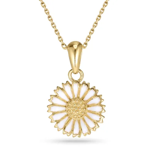 12 mm margriet ketting in verguld sterlingzilver