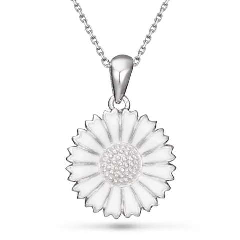 15 mm margriet ketting in zilver