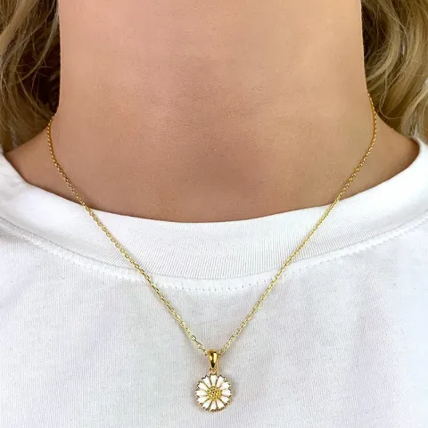 11 mm margriet ketting met hanger in verguld sterlingzilver - Marie
