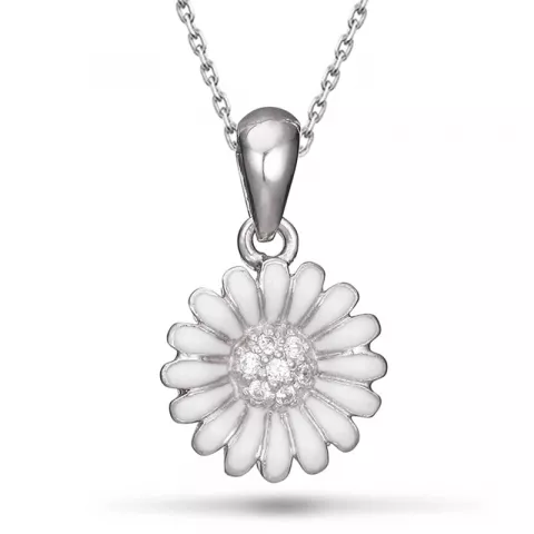 12 mm margriet ketting in zilver