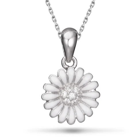 12 mm margriet ketting in zilver - Matilda