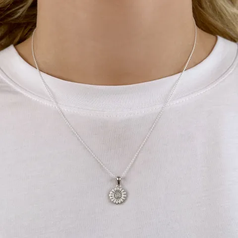 12 mm margriet ketting in zilver - Matilda