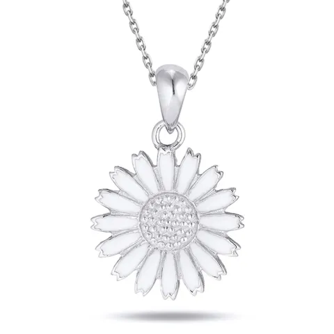 15 mm margriet ketting in zilver