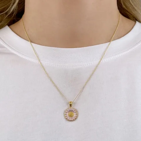 15 mm margriet paarse ketting in verguld sterlingzilver - Marie