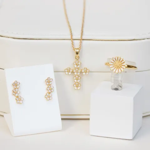 kruis margriet hanger in verguld sterlingzilver - Majse