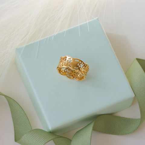 bloem ring in verguld sterlingzilver