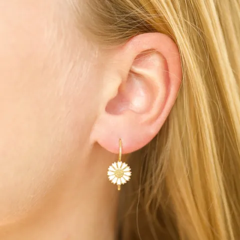 9,5 mm margriet oorhaakjes in verguld zilver - Marie