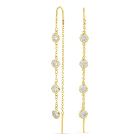 zirkoon ketting oorbellen in verguld zilver