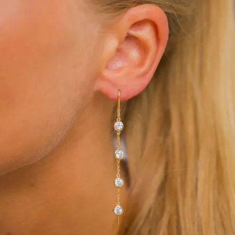 zirkoon ketting oorbellen in verguld zilver