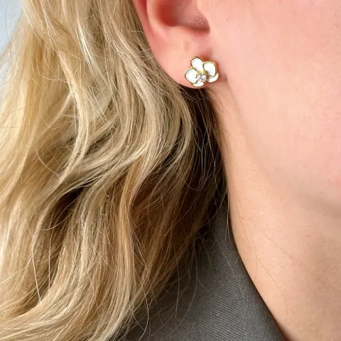 bloem oorsteker in verguld sterlingzilver