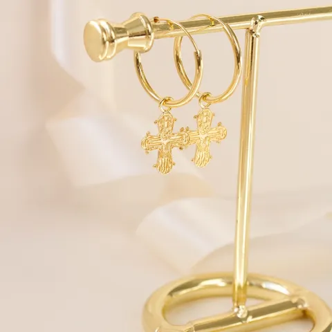 18 mm dagmarkruis creool in verguld sterlingzilver