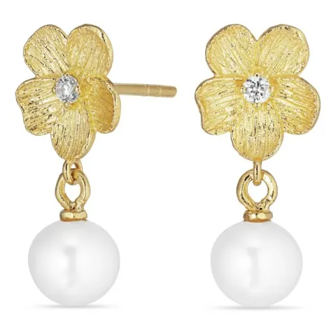 bloem oorbellen in verguld sterlingzilver