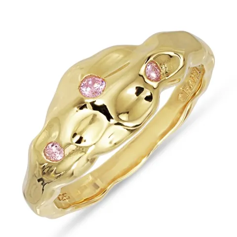 pink zirkoon ring in verguld sterlingzilver