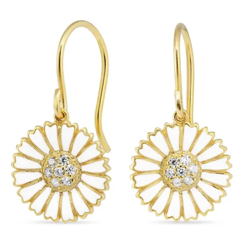 14 mm margriet zirkoon oorbellen in verguld sterlingzilver - Marie