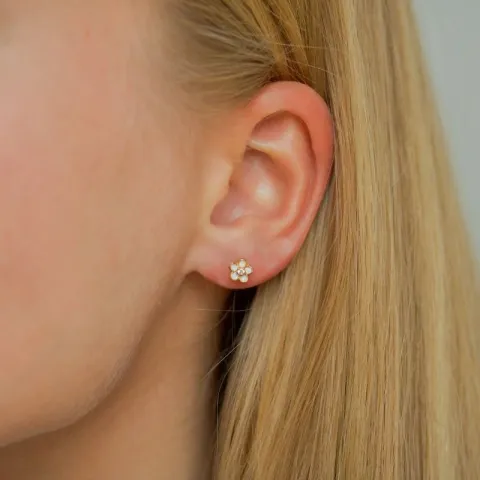 5,5-6 mm margriet zirkoon oorsteker in verguld sterlingzilver - Majse