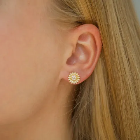 10 mm margriet zirkoon oorsteker in verguld sterlingzilver - Marie