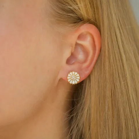 11 mm margriet zirkoon oorsteker in verguld sterlingzilver - Marie