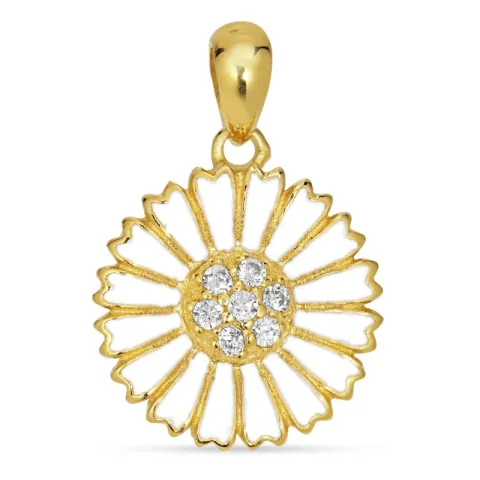 14 mm margriet zirkoon hanger in verguld sterlingzilver - Marie