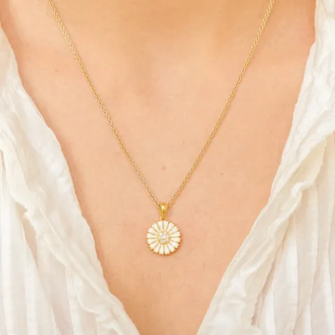 14 mm margriet zirkoon hanger in verguld sterlingzilver - Marie