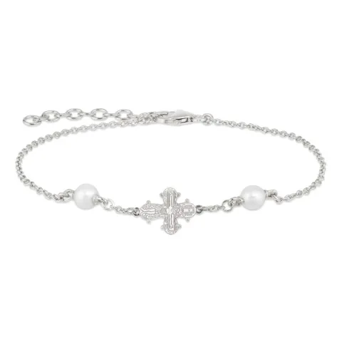 10 x 8,5 mm dagmarkruis parel armband in zilver