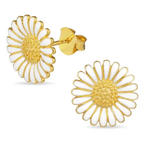 14,5 mm margriet witte oorsteker in verguld sterlingzilver - Matilda