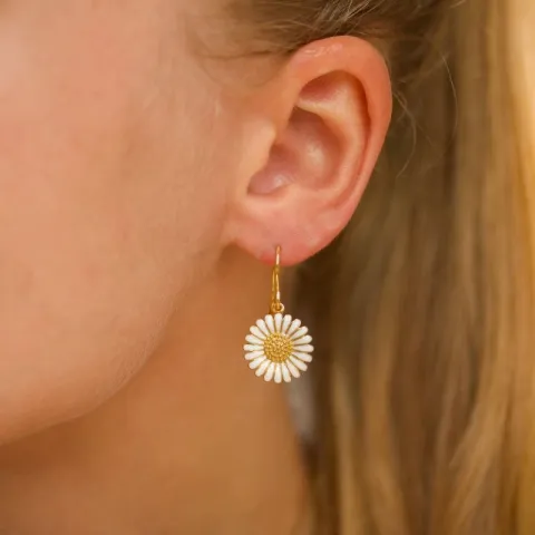 14,5 mm margriet oorbellen in verguld sterlingzilver - Matilda