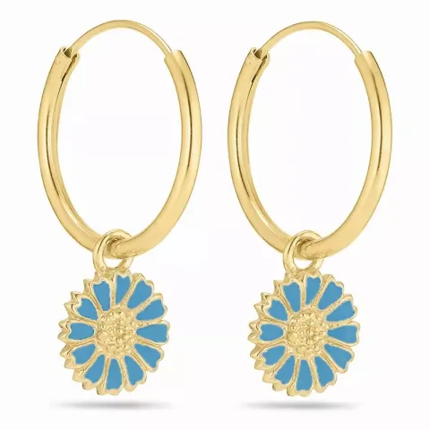18 mm margriet blauwe emaille creool in verguld sterlingzilver - Marie