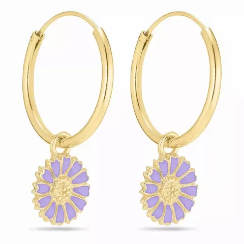 18 mm margriet paarse emaille creool in verguld sterlingzilver - Marie