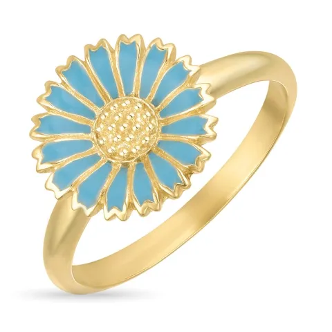 11 mm margriet blauwe ring in verguld sterlingzilver - Marie