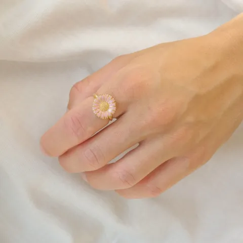 14 mm margriet pink ring in verguld sterlingzilver - Marie
