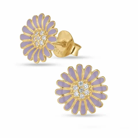 11 mm margriet paarse oorsteker in verguld sterlingzilver - Matilda