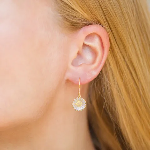 11,5 mm margriet paarse oorbellen in verguld zilver - Marie